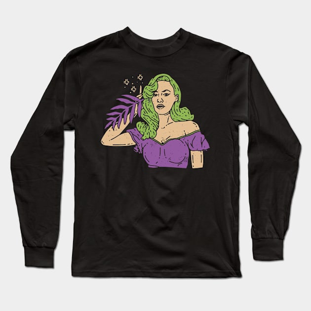 BEAUTY GIRL OLD SCHOOL Long Sleeve T-Shirt by TENSTUDIOART